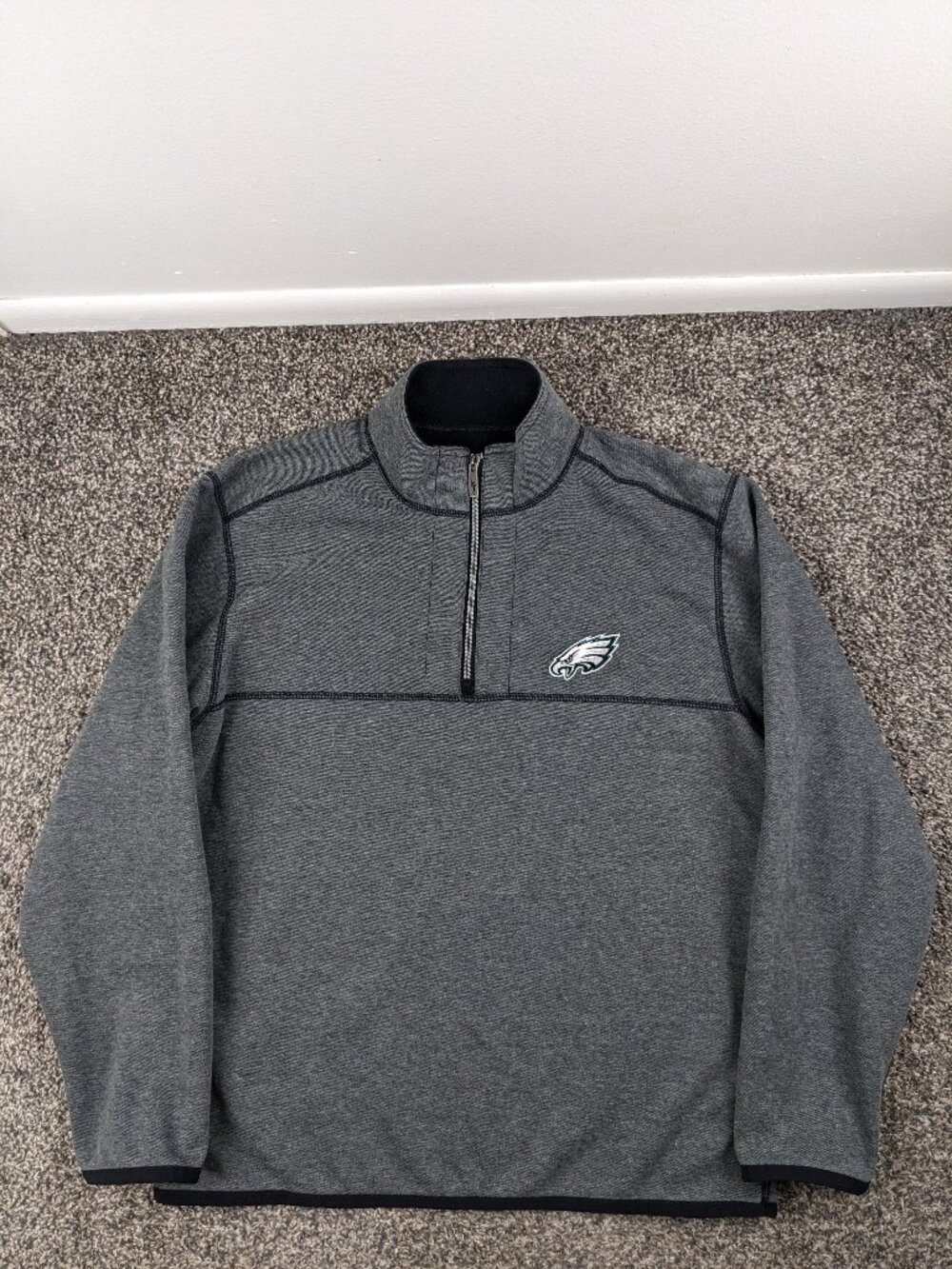 Philadelphia Eagles Jacket Tommy Bahama 1/4 Zip Fleece Lined Gray Mens Medium